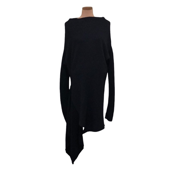 Lars Andersson Sweater Midi Dress Sweaterdress Size 6 Black Wool Linen Blend - Picture 1 of 11